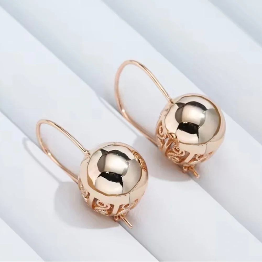 585/14k Rose Gold Ball Drop Earrings - Women Jewelry